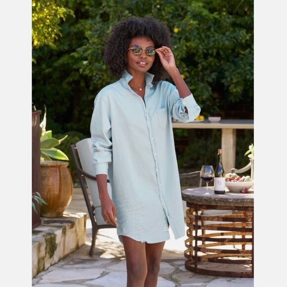 Frank & Eileen Mary Shirtdress Famous Denim Classic Blue Tattered Wash XL